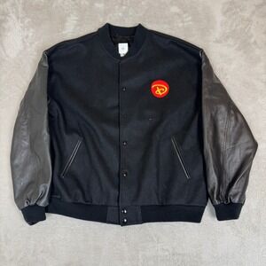 Vintage 90s Disney Online Crew Letterman Varsity Jacket Mens XL Black Preowned